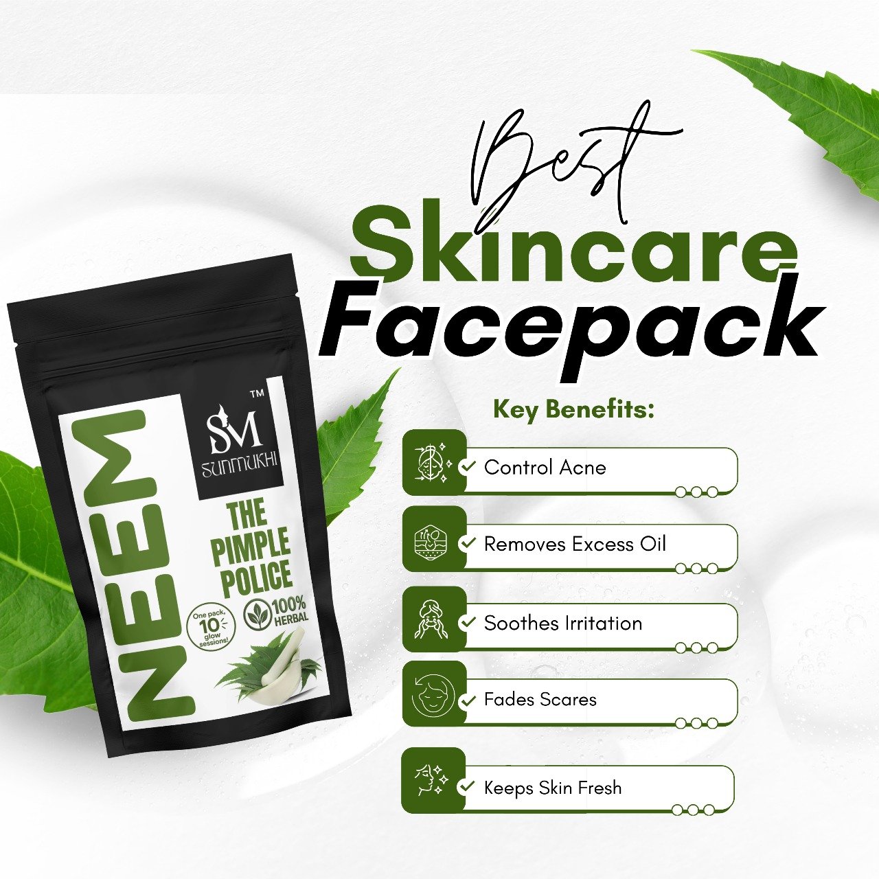 The Pimple Police - 100gm Neem Face Pack for Men & Women - Image 3